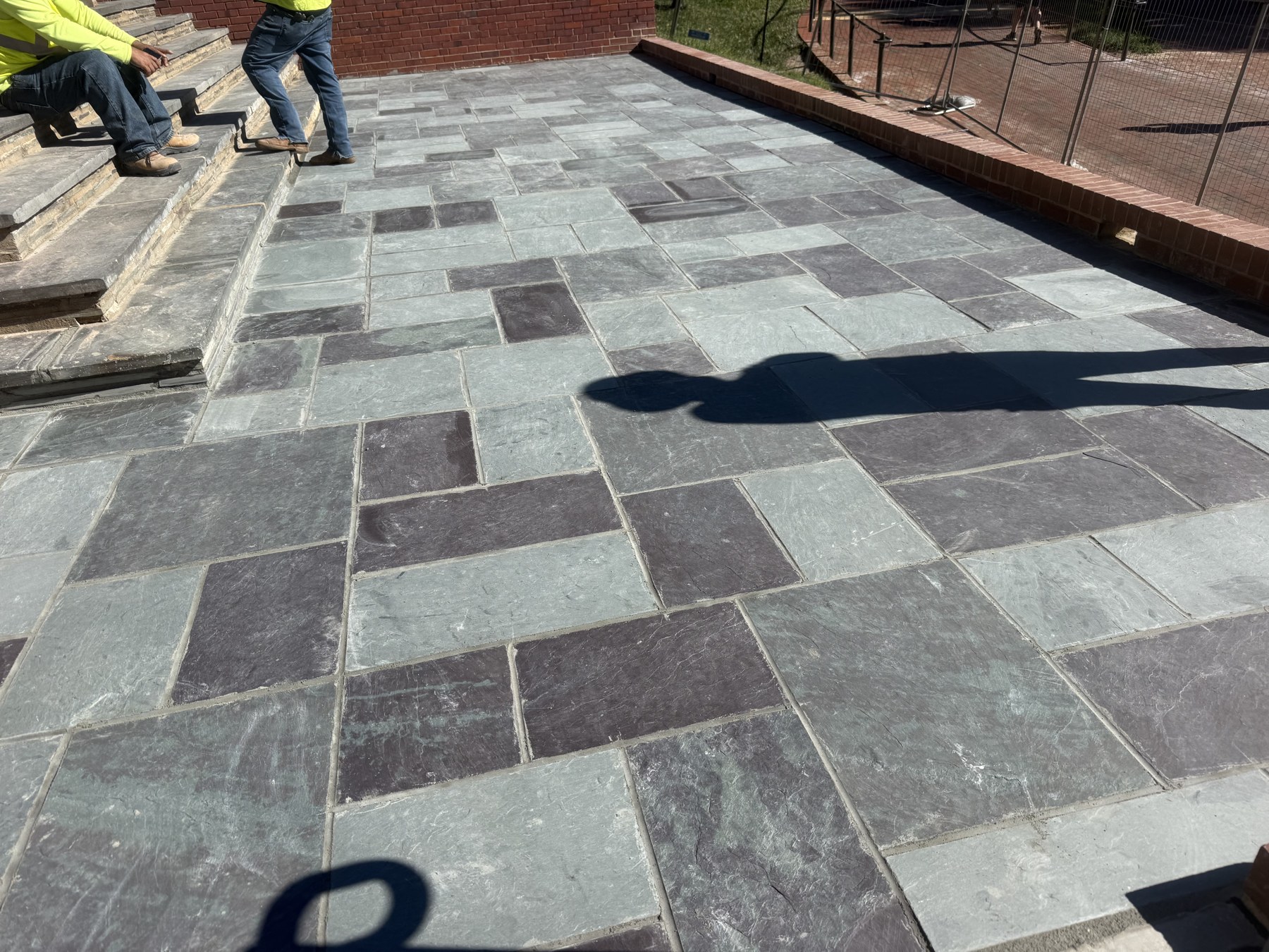 Alternate view of the gray paver surface and steps
